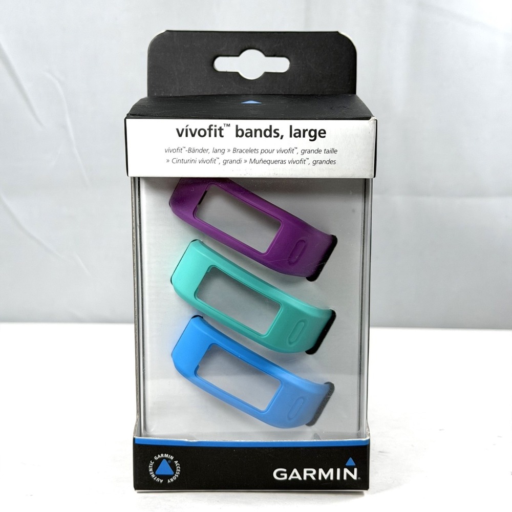 GARMIN Vivofit Replacement bands / 3 Pack (Purple, Teal, Blue) / Large / NEW